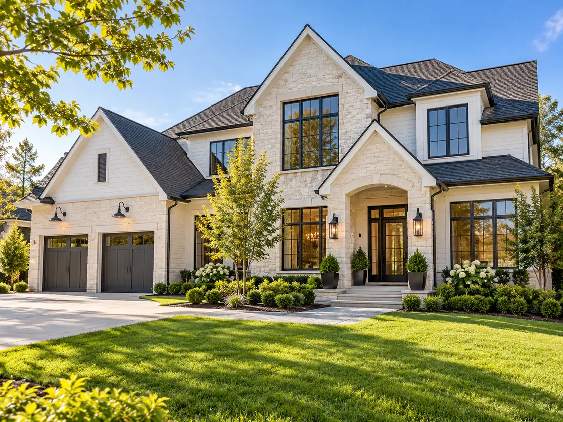 AI-generated concept of a contemporary American suburban house with strong curb appeal